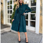 Solid Color Tied Button Shirt Dress