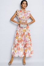 Bria Orange Hollow Sleeveless Midi Dress