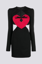 Harriet Timeless Long Sleeved Mini Dress with Cut Outs and Bow Chic Silhouette Collection