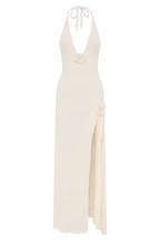 Barbara Halter Floral Applique Knit Maxi Dress