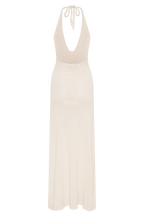 Barbara Halter Floral Applique Knit Maxi Dress