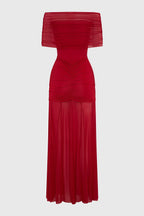 Silvia Strapless Mesh-Panelled Maxi Dress