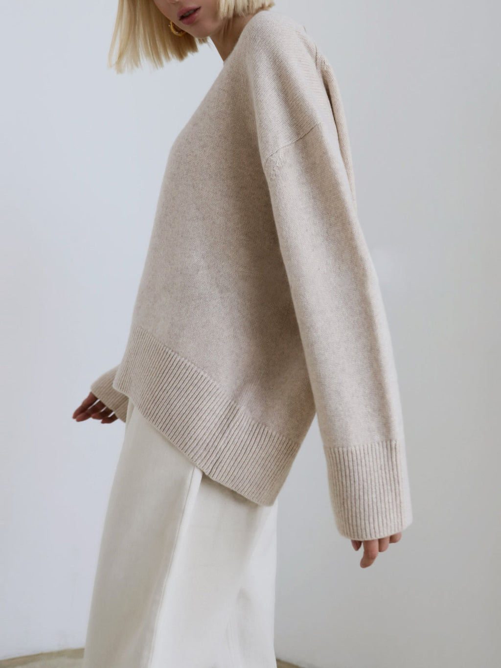 Soft Crewneck Sweater – Women’s Oversized Ribbed Knit Pullover