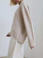 Soft Crewneck Sweater – Women’s Oversized Ribbed Knit Pullover