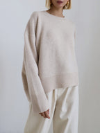 Soft Crewneck Sweater – Women’s Oversized Ribbed Knit Pullover