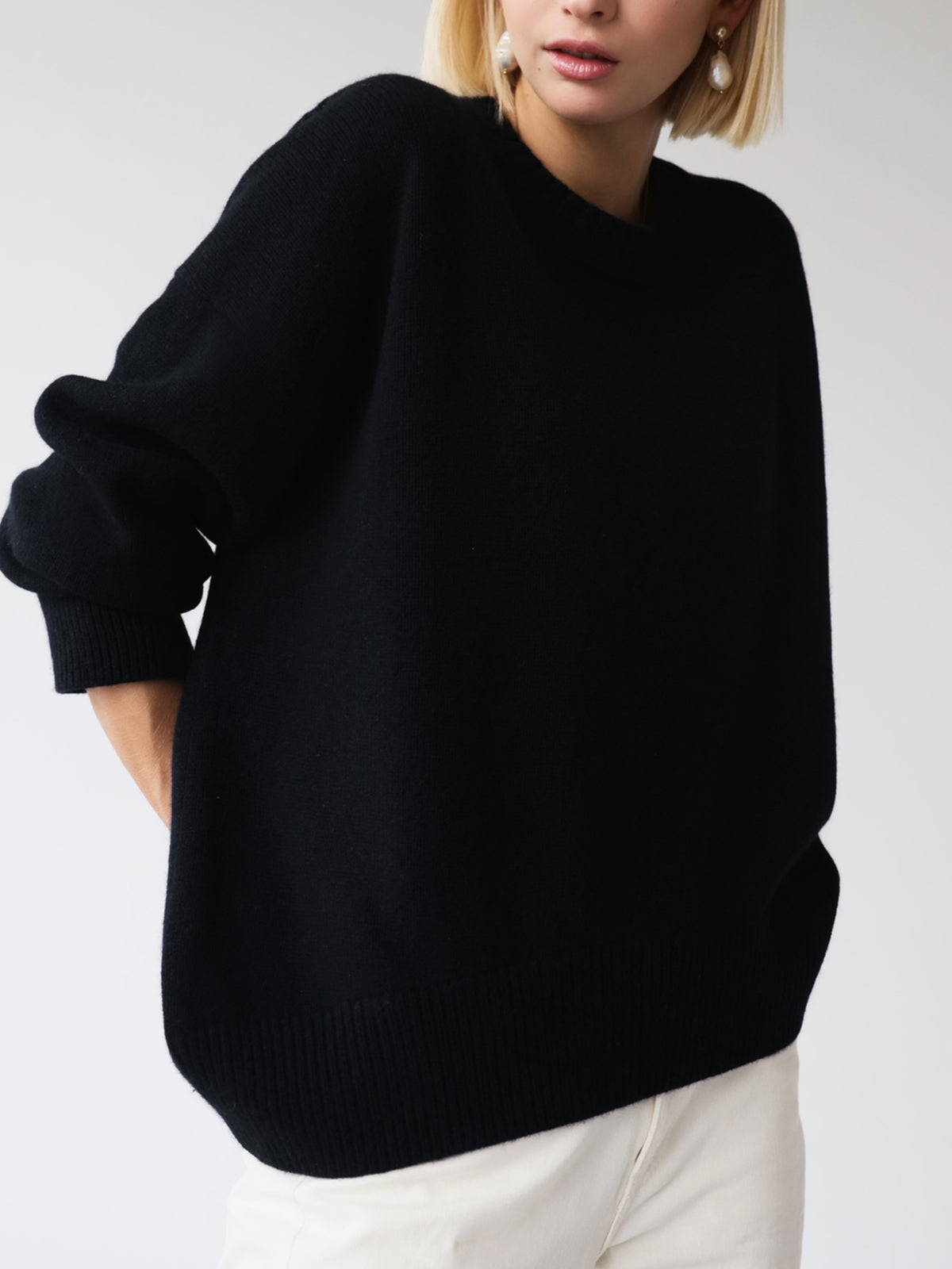 Soft Crewneck Sweater – Women’s Oversized Ribbed Knit Pullover