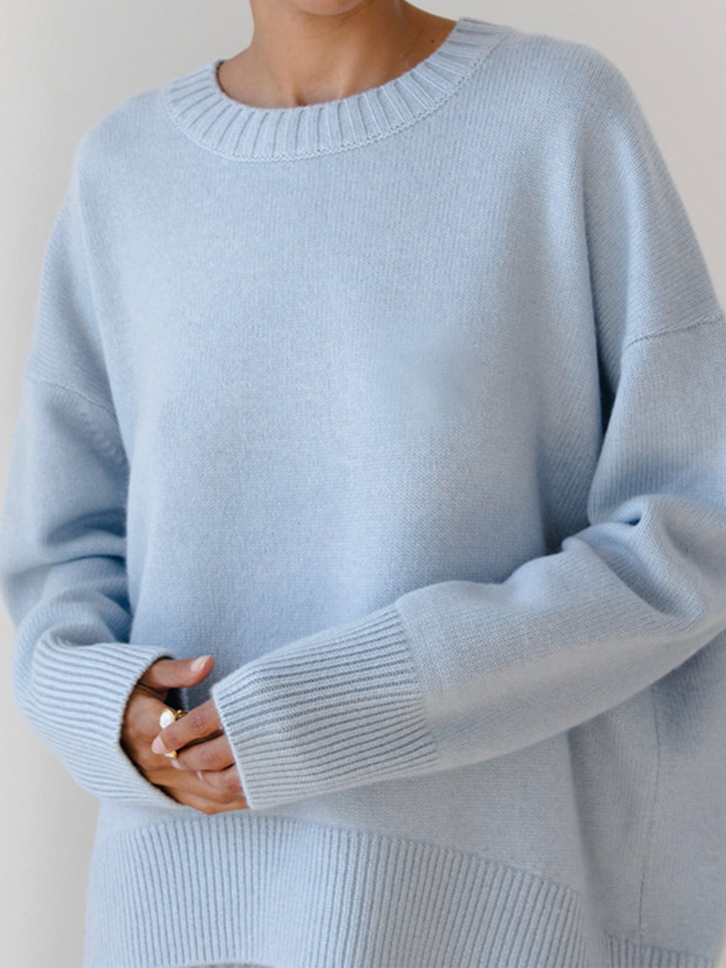 Soft Crewneck Sweater – Women’s Oversized Ribbed Knit Pullover