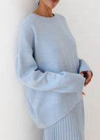 Soft Crewneck Sweater – Women’s Oversized Ribbed Knit Pullover