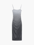 Cappuccino Ombre Mesh Zippered Long Dress