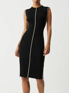 Contrast Piping Sweater Dress
