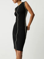 Contrast Piping Sweater Dress