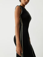 Contrast Piping Sweater Dress