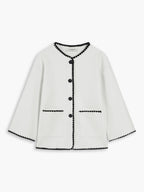 Double Pockets Embroidered Trim Coat With Matching Scarf