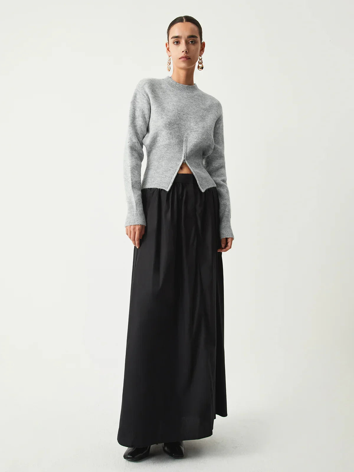 Elegant Style Half Zip Fuzzy Sweater