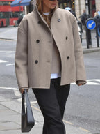 Casual Style Oversized Button-Down Jacket