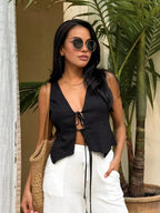 Cotton & Linen Tie-Detail  Vest Top