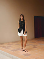Black Button-Front Vest
