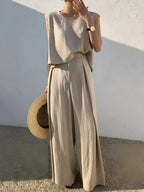 Linen Blends Casual Pants Matching Suit