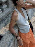 Button V-Neck Knit Vest