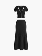 Dana Aesthetic Knitted Dress with Contrasting Cuffs Chic Silhouette Collection