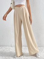Oldmoney Style Pleated Wide Leg Pants