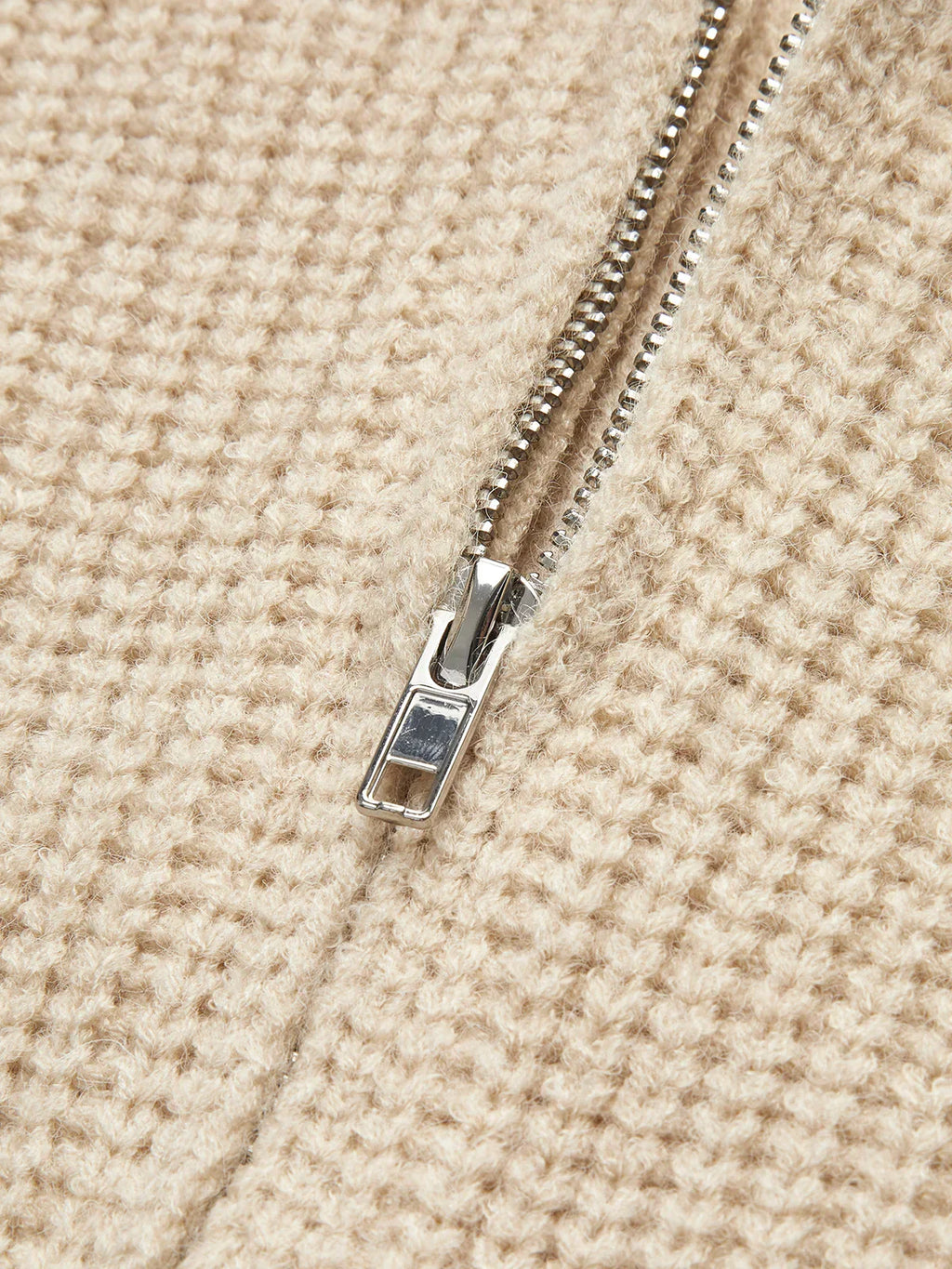 Ribbed Zipper Lapel Cardigan