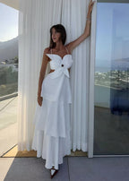 Floral Cutout Backless Long Dress