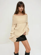 Ribbed Off Shoulder Loose Sweater