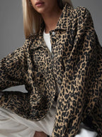 Leopard Printed Button Blazer