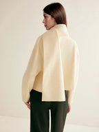 Plain Short Coat With Scarf