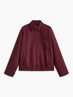 Vintage Lapel Zipper Burgundy Jacket