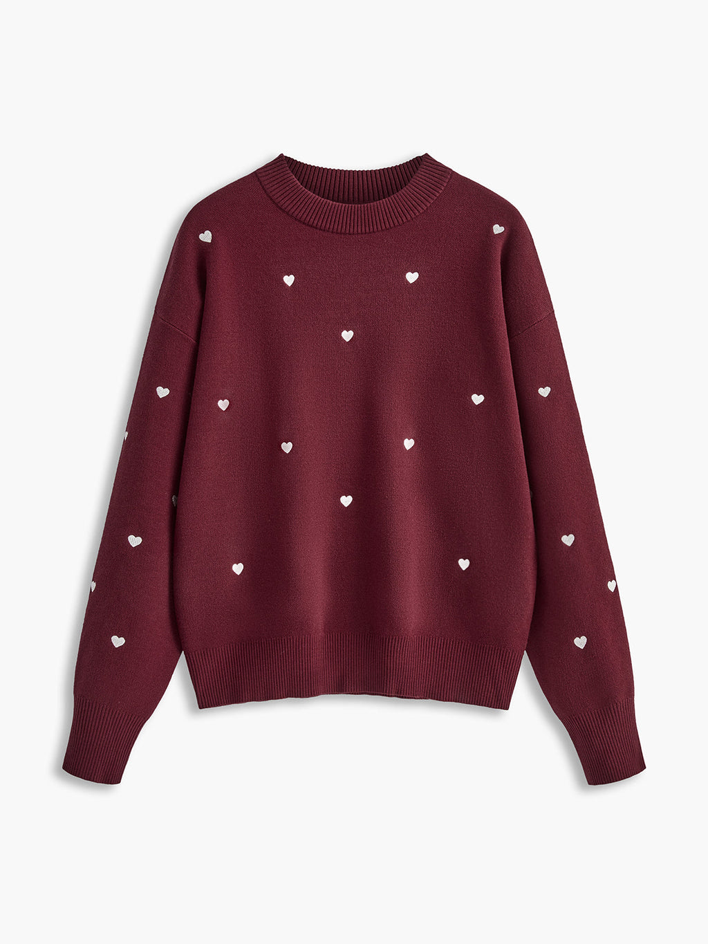 Embroidered Heart Oversized Knit Sweater