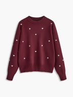 Embroidered Heart Oversized Knit Sweater