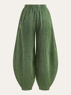 Distressed Paneled Loose Lantern Pants