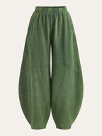 Distressed Paneled Loose Lantern Pants