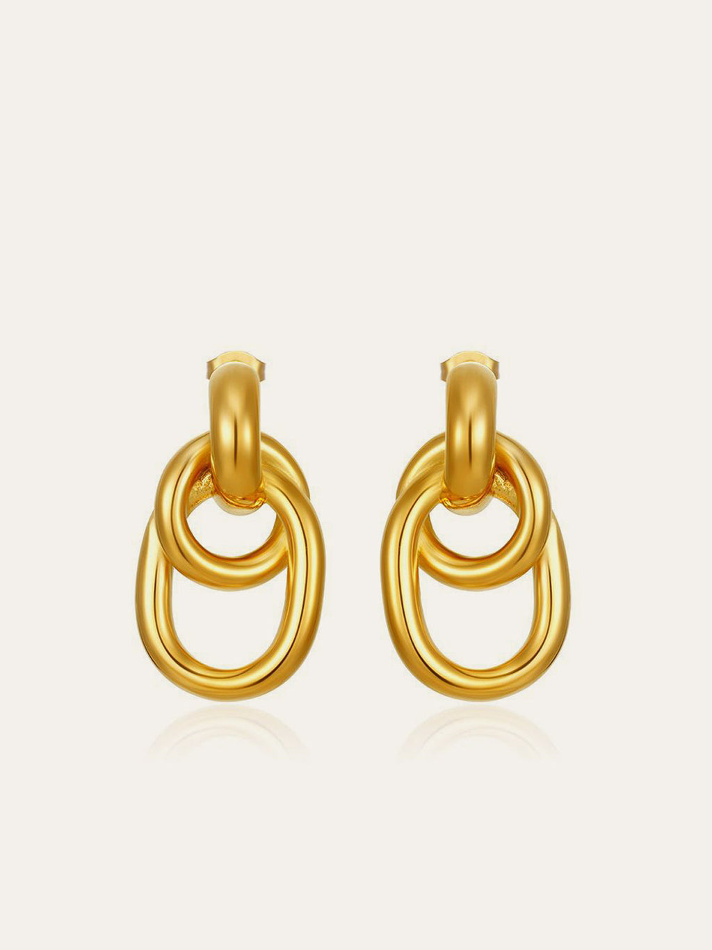 Gold-Tone Interlocking Hoop Earrings