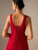 Cotton Maxi Dress with Lace-Up Back