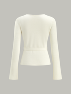 Belted V-Neck Knit Cardigan