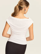 Draped Neck Ruched Top