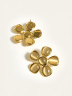 Cat-Eye Stone Flower Earrings