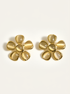 Cat-Eye Stone Flower Earrings