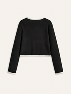Contrast Trim Wool-Blend Cardigan