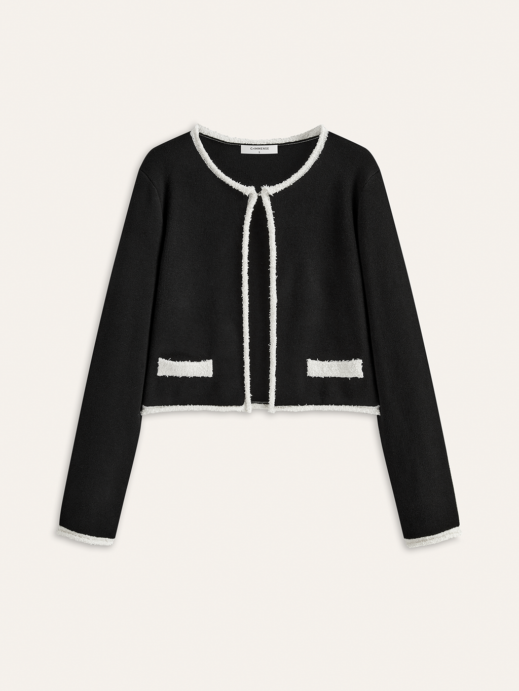 Contrast Trim Wool-Blend Cardigan