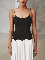 Color-Blocked Backless Cami Maxi Dress