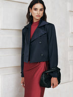 Belted Double-Breasted Cropped Trench Coat