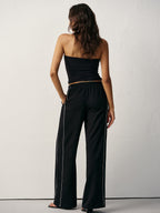Cotton Blend Mid-Waist Side Stripe Sweatpants