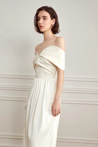 Karla Exclusive Off the Shoulder Curve Maxi Dress in Cream Evening Wear Edit