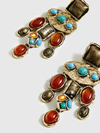 Boho Chic Colorful Gemstones Pendant Earrings