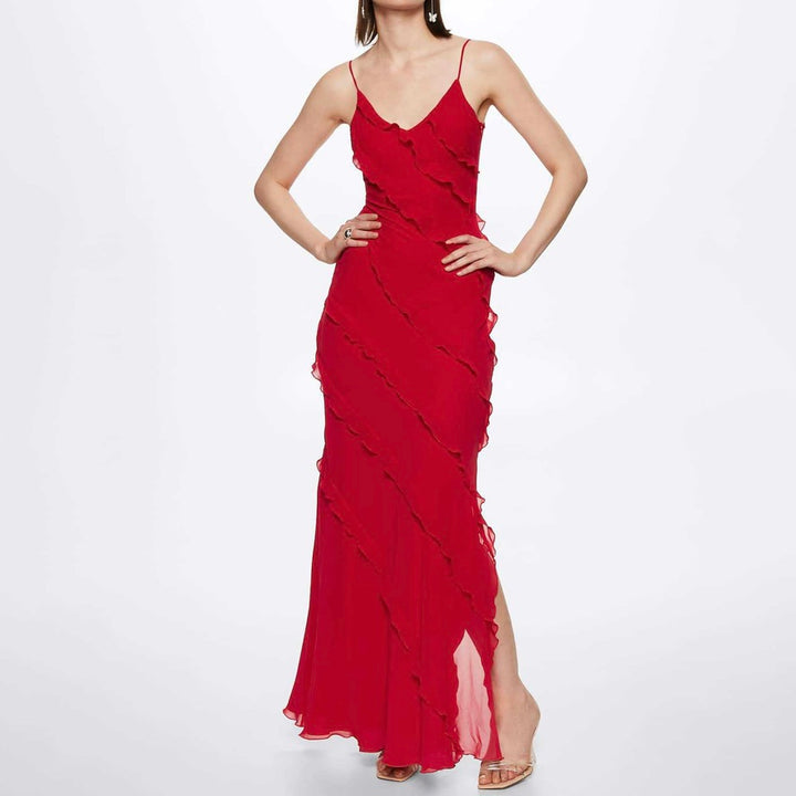 Belinda Aesthetic Long Dress with Ruffles Elevated Occasion Wear