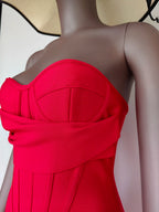 Sexy Strapless Backless Split Bustier Red Party Dress